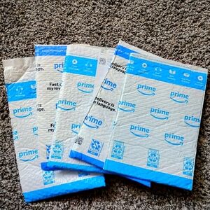 Set Of Used Blue and White Prime Padded Packaging Envelopes